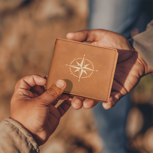 Men's Compass Leather Wallet