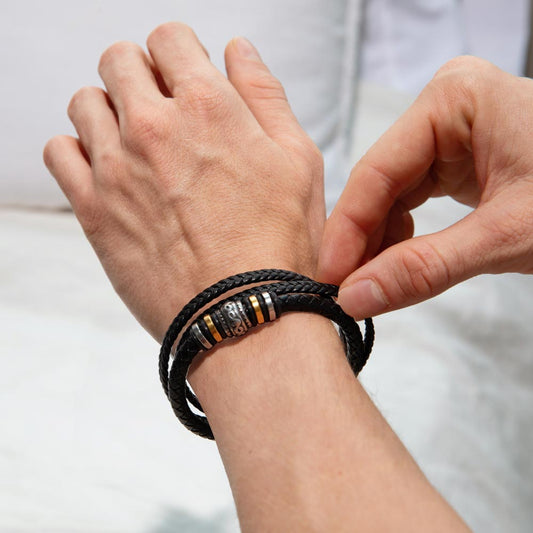 To My Dad - Men's Steel & Leather Bracelet