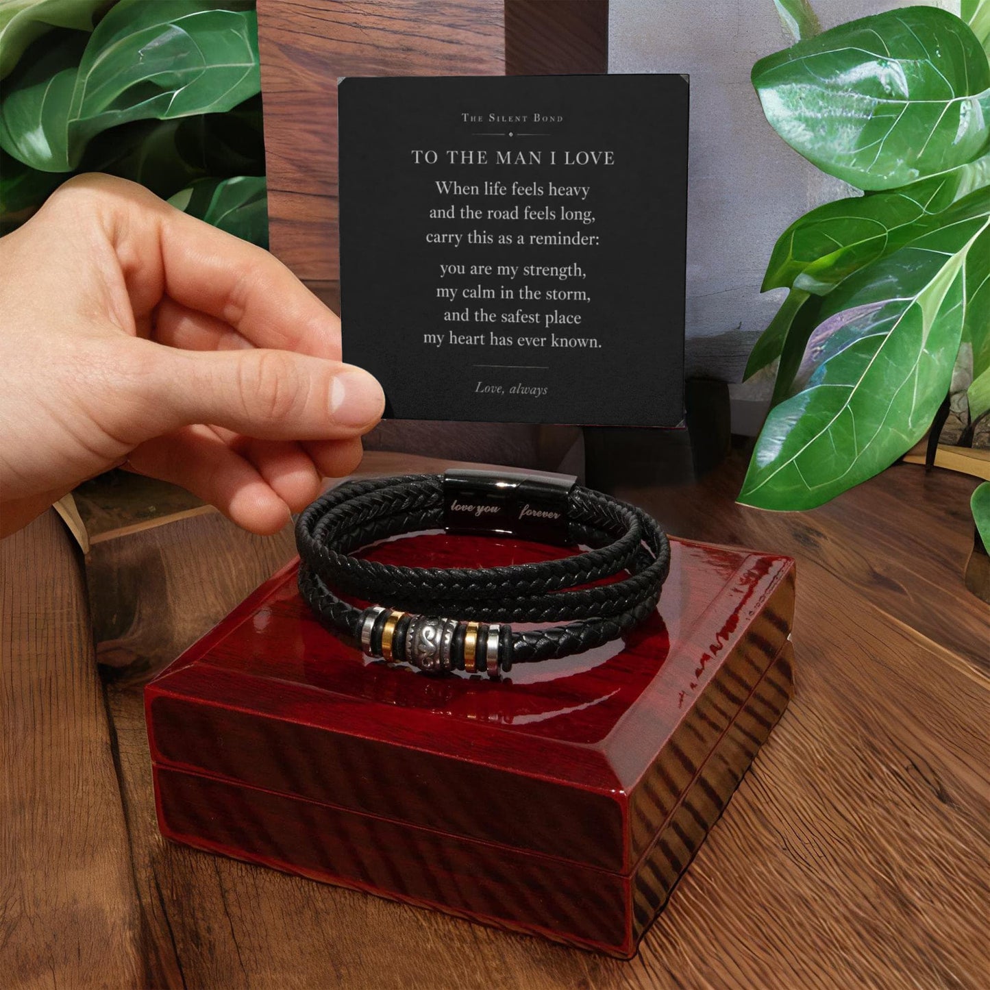 To The Man I Love - Men's Steel & Leather Bracelet
