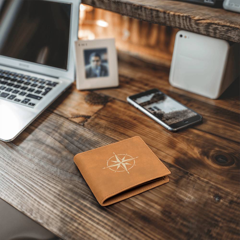 Men's Compass Leather Wallet