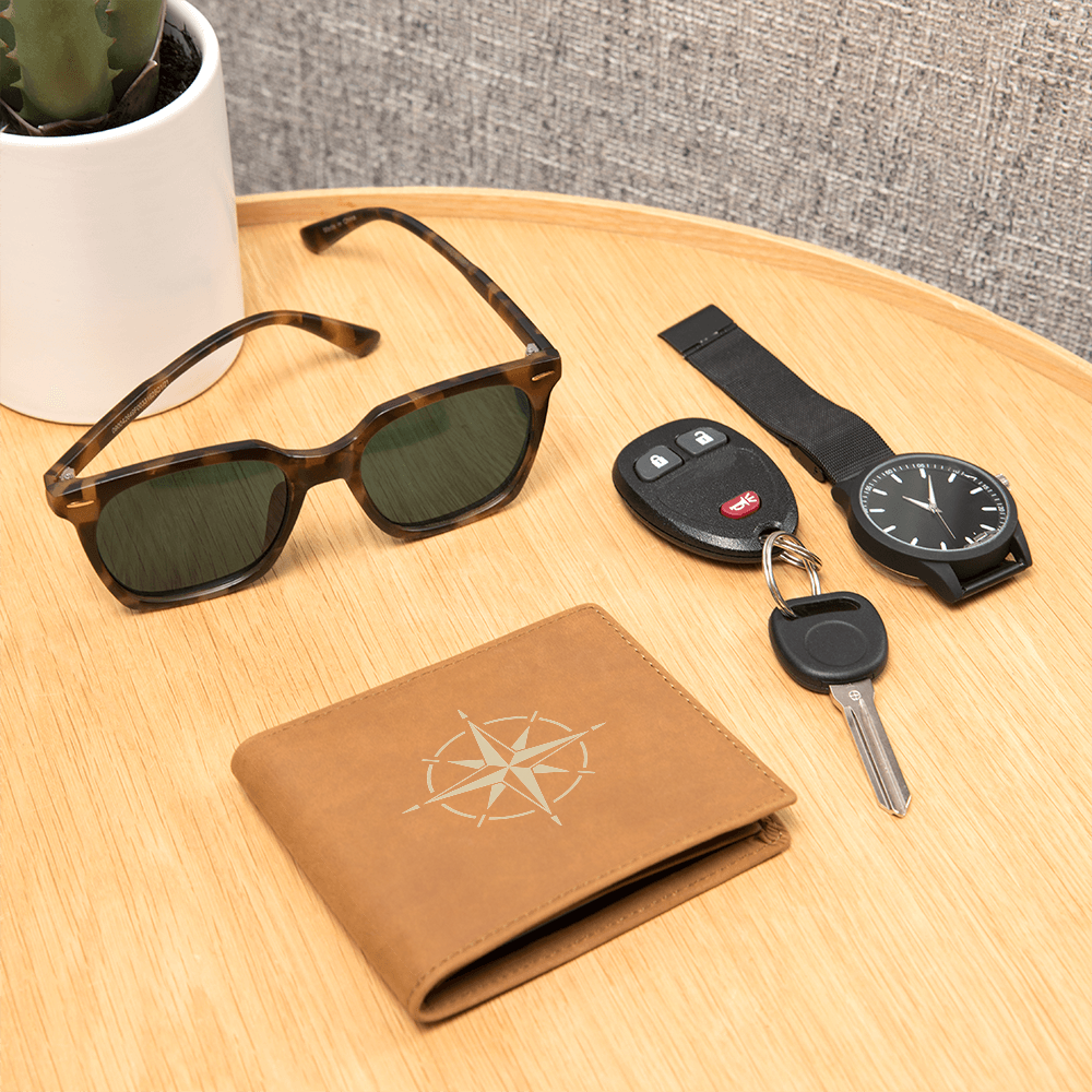 Men's Compass Leather Wallet