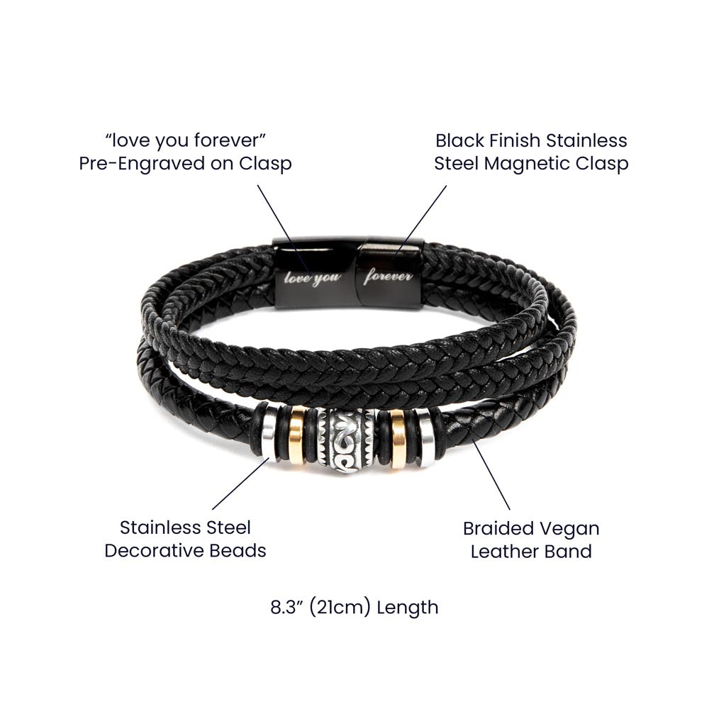 To The Man I Love - Men's Steel & Leather Bracelet