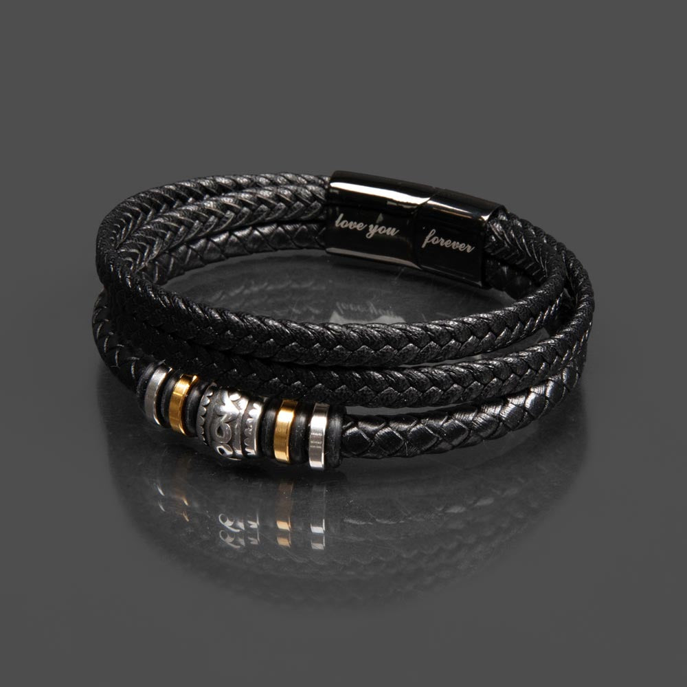 To My Dad - Men's Steel & Leather Bracelet