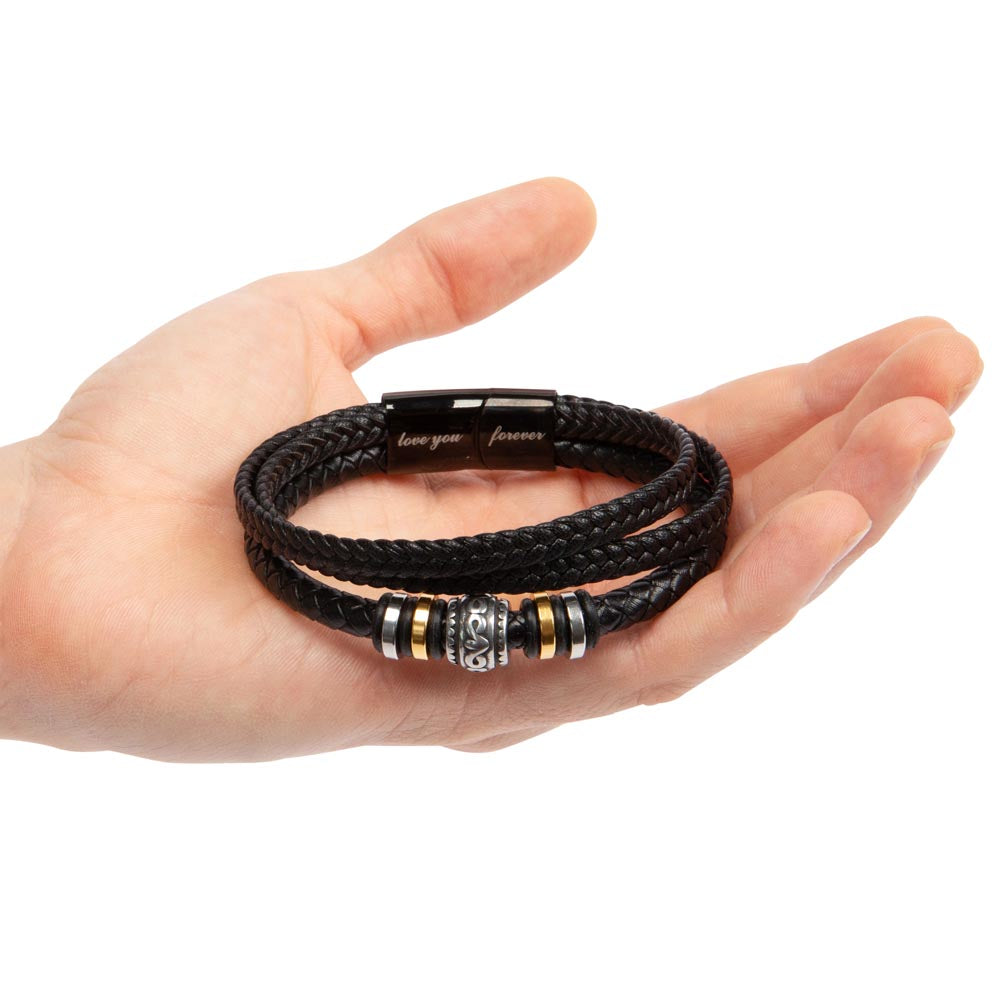 To My Dad - Men's Steel & Leather Bracelet