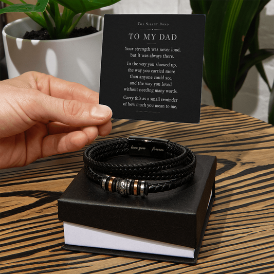 To My Dad - Men's Steel & Leather Bracelet