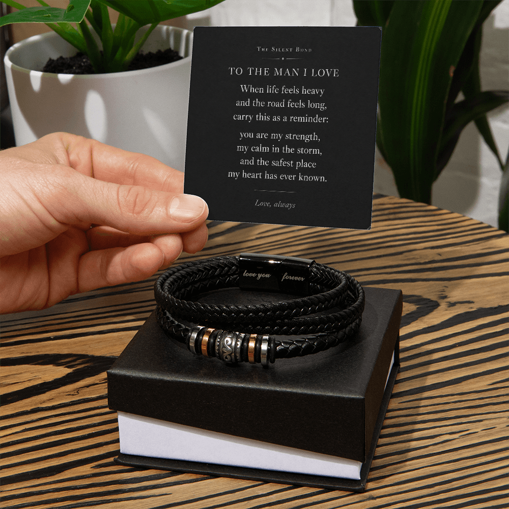 To The Man I Love - Men's Steel & Leather Bracelet