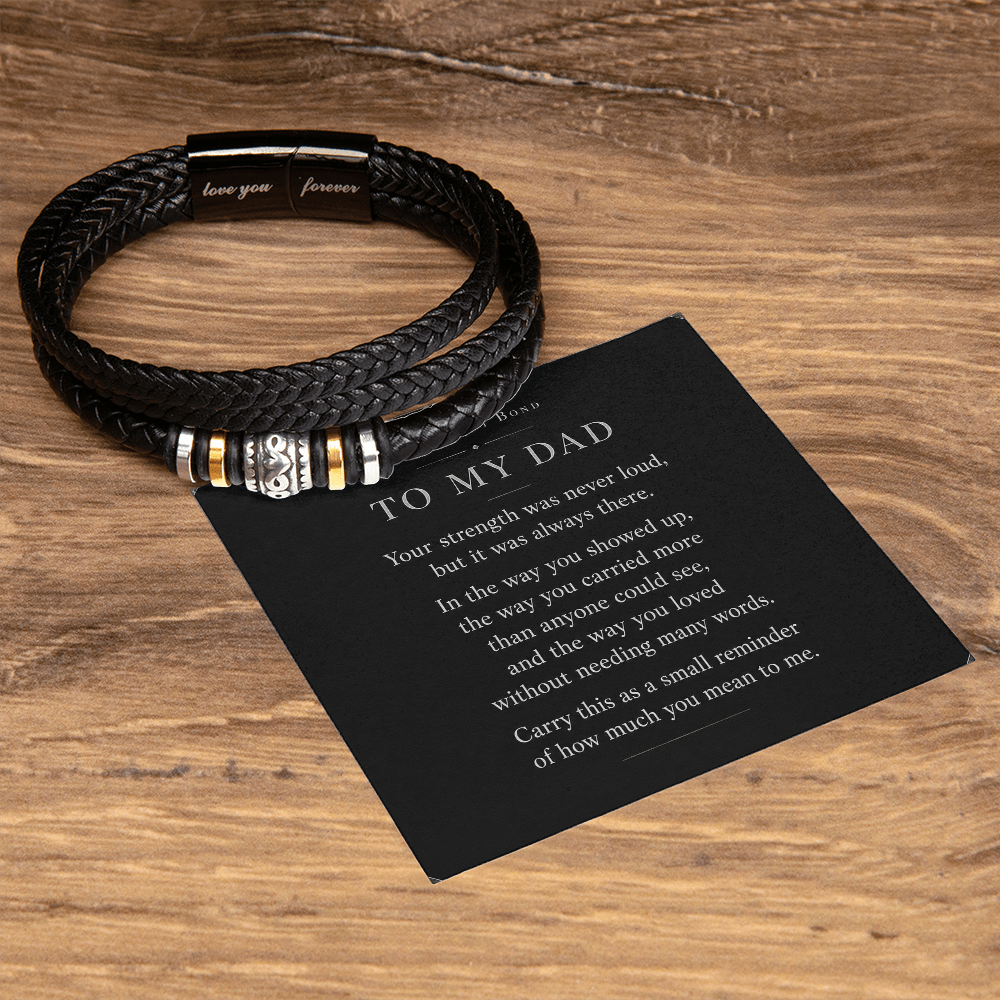 To My Dad - Men's Steel & Leather Bracelet