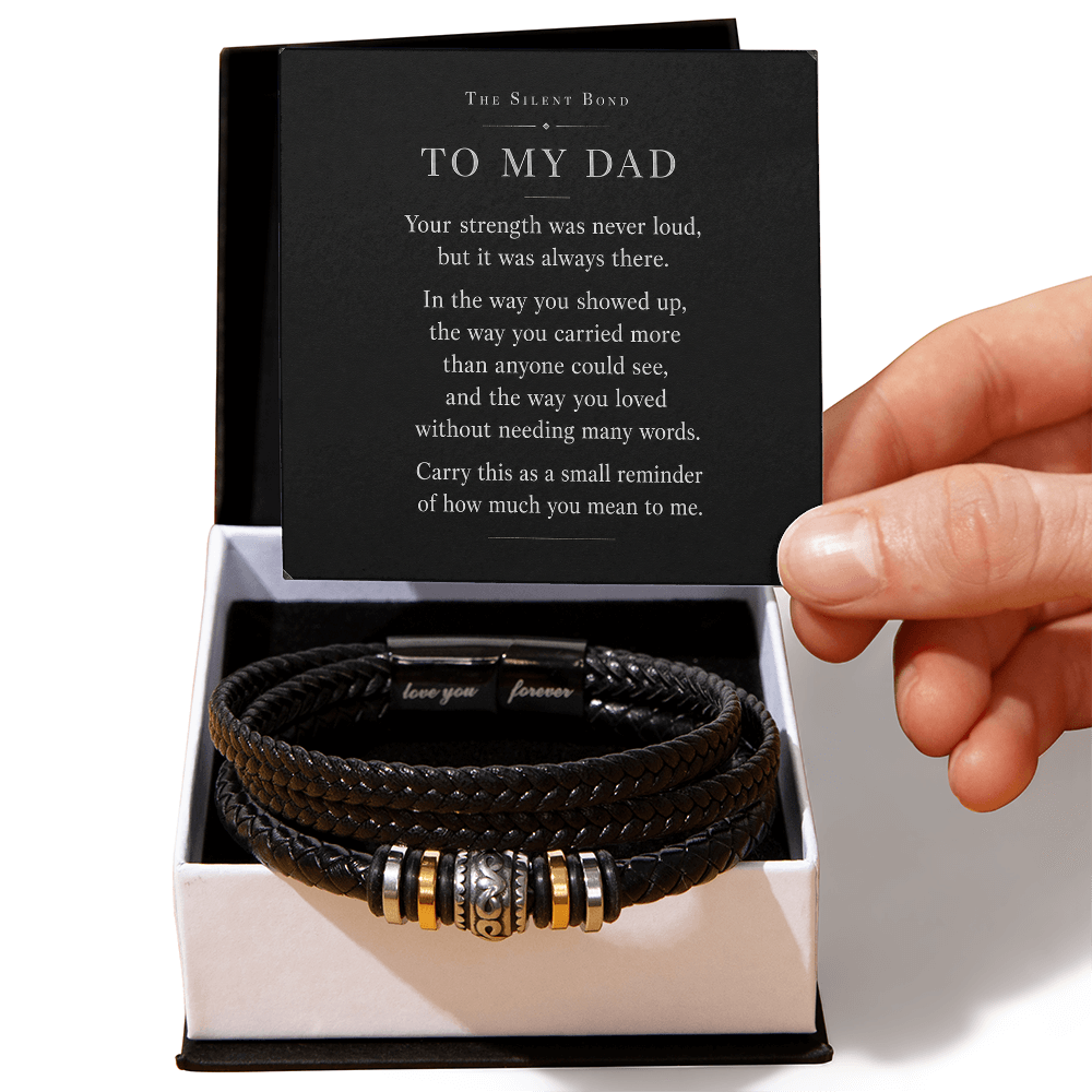 To My Dad - Men's Steel & Leather Bracelet