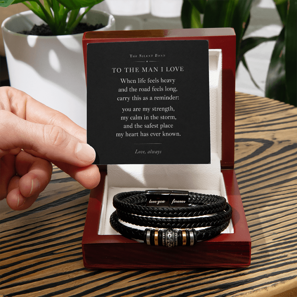 To The Man I Love - Men's Steel & Leather Bracelet