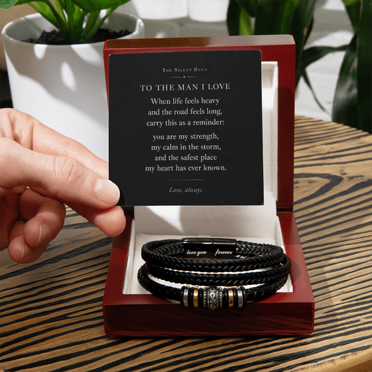 To The Man I Love - Men's Steel & Leather Bracelet