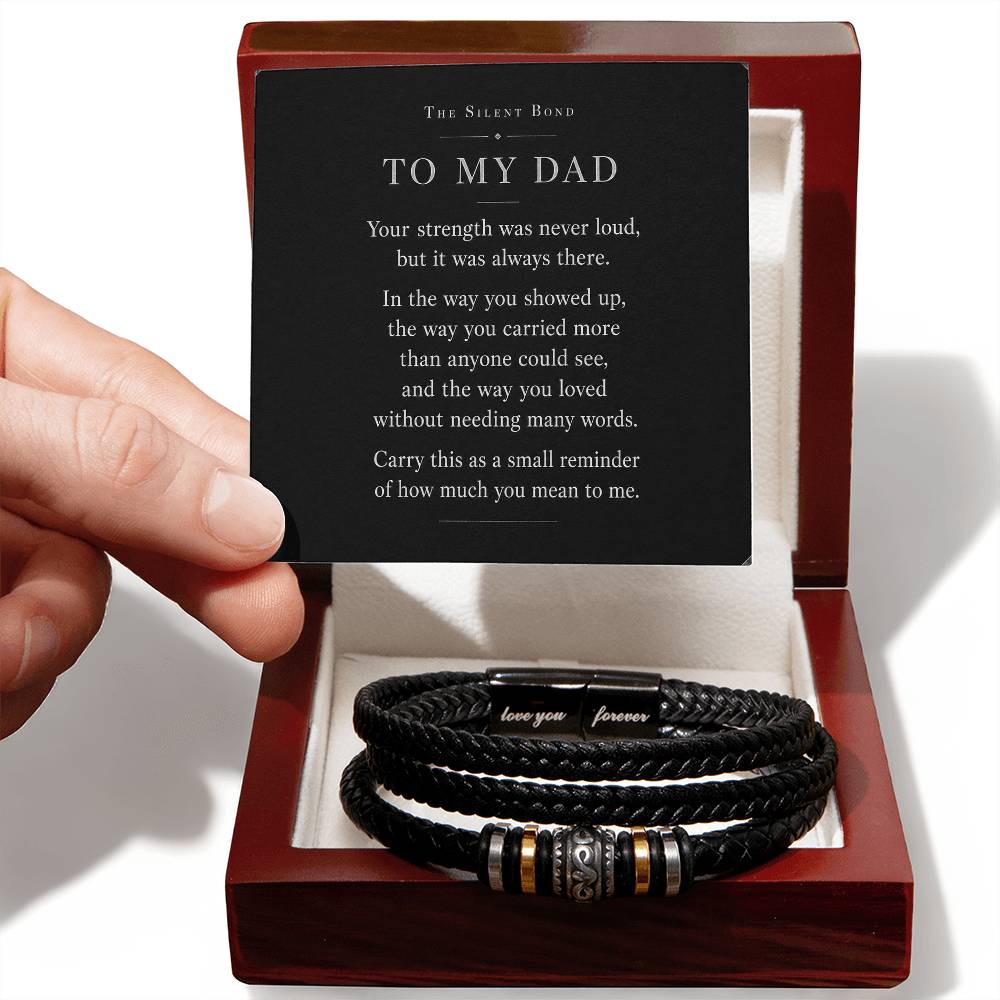 To My Dad - Men's Steel & Leather Bracelet