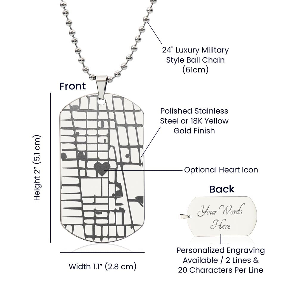 Personalised Map Dog Tag Necklace (New!)